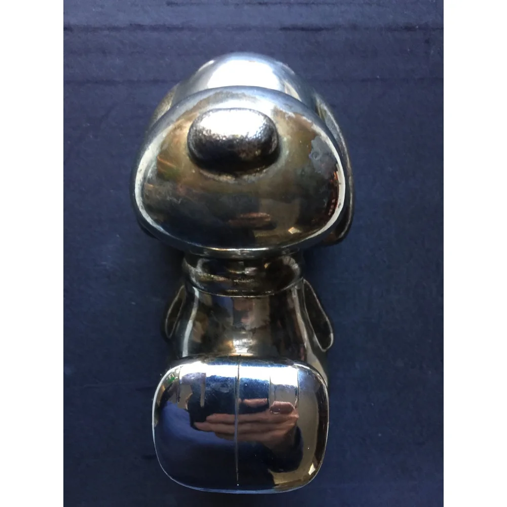 VINTAGE PEANUTS SNOOPY Silver Plated Bank, With Bottom Metal Plug
